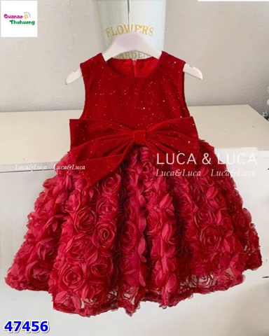 Đầm J&J đỏ đính nơ xoè hoa 3D