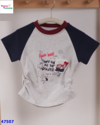 Áo xám tay xanh navy Hello Kitty