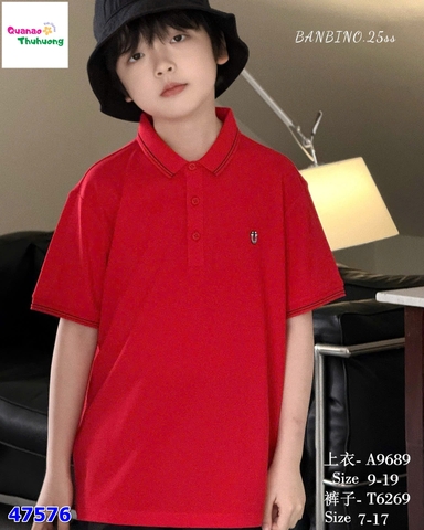 Áo polo Banbino đỏ chữ U