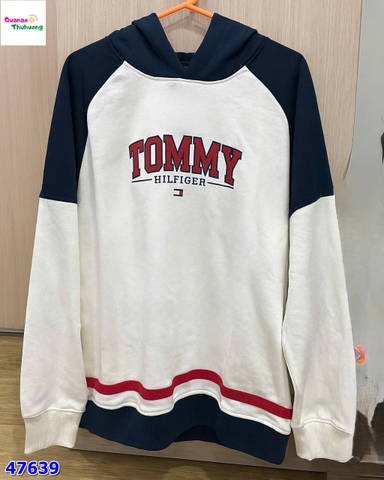 Hoodie trắng xanh