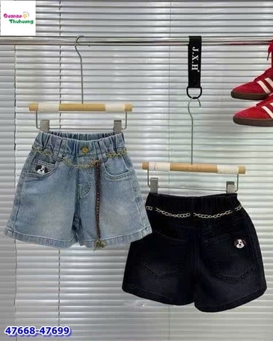 Quần short jean đen cún