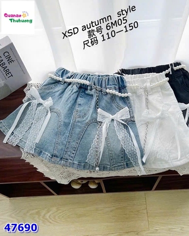 Chân váy jean nơ điệu đà