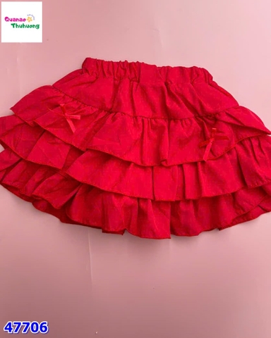 Chân váy tầng đỏ nơ