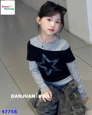 Áo tay dài xám đen ngôi sao xanh