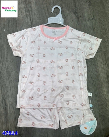 Bộ Tencel hồng Kitty chữ cái