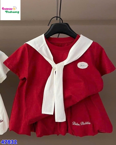 Set áo váy màu đỏ và khăn choàng