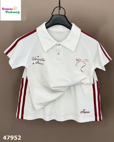 Set váy polo trắng nơ