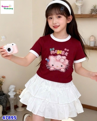 Set NYY áo đỏ Kitty váy trắng