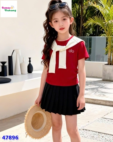 Set váy NYY 3 món áo đỏ Alo, khăn choàng
