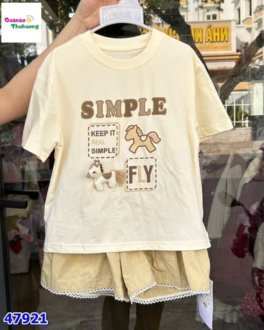 Set áo trắng ngựa Simple vàng