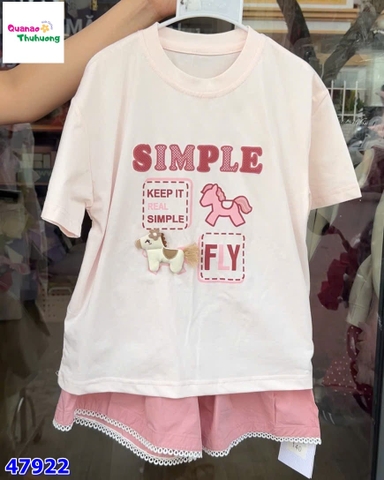 Set áo trắng ngựa Simple hồng