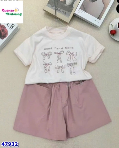 Set bộ DDH áo hồng nơ