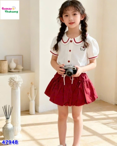 Set váy NYY polo trắng Kitty