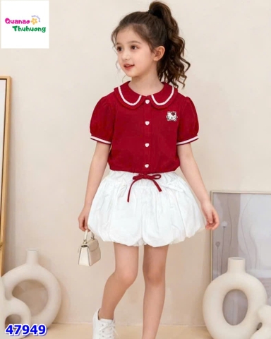 Set váy NYY polo đỏ Kitty