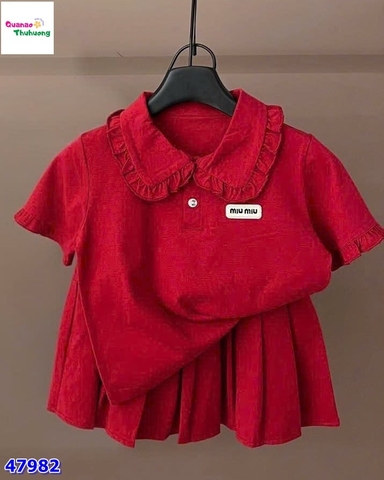 Set váy áo polo đỏ MinMin
