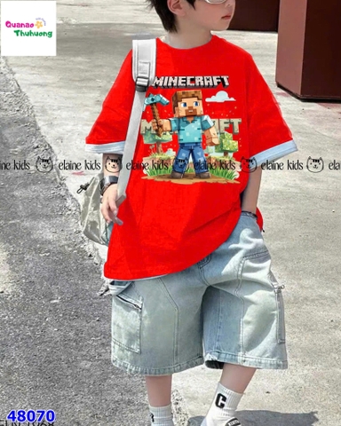 Bộ Elaine đỏ Minecrapt, quần jean xám