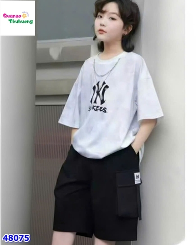 Bộ áo trắng NY, quần đen