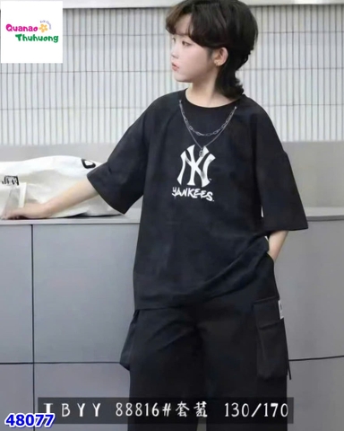 Bộ áo đen NY, quần đen