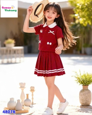 Set váy polo đỏ Kitty