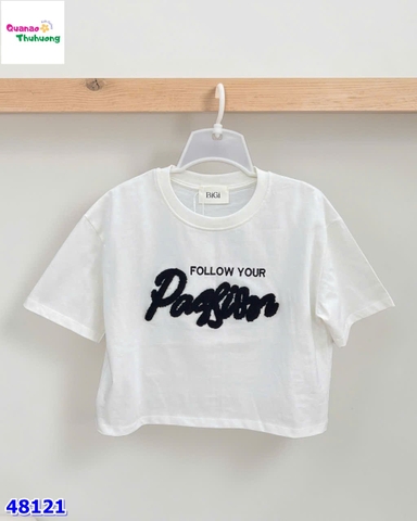 Áo crop trắng thêu Pa