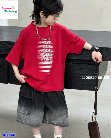 Set áo đỏ sọc trắng, quần jean đen