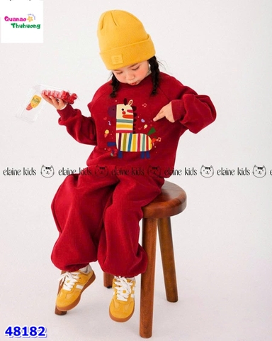 Set bộ dài Elaine đỏ in ngựa