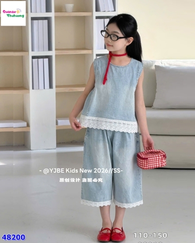 Set bộ xanh denim viền trắng