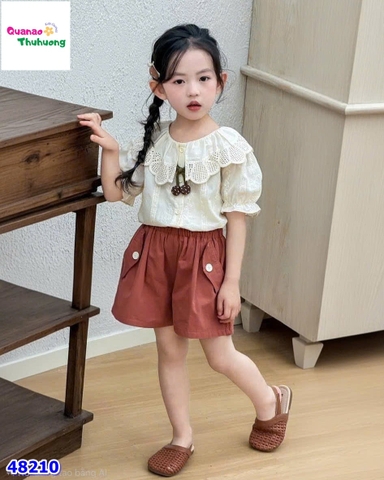 Set bộ tiểu thư dập hoa, quần cam
