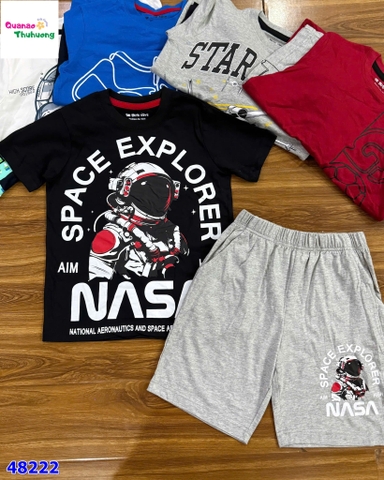 Bộ short thun đen Nasa