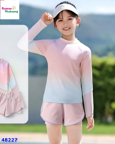Bộ bơi dài tay Ylike hồng loang