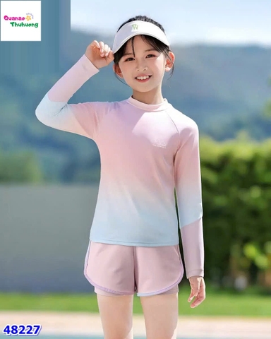 Bộ bơi dài tay Ylike hồng loang