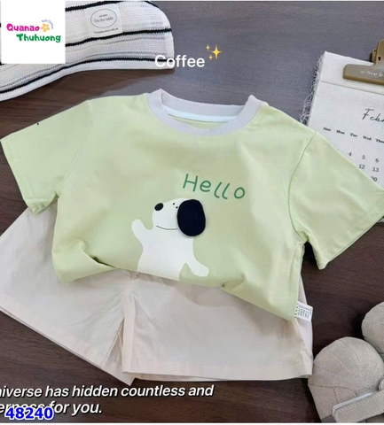 Bộ áo xanh cún Hello