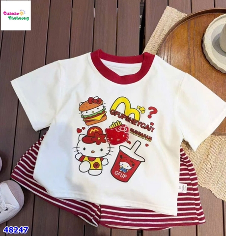 Bộ áo kem Kitty đỏ