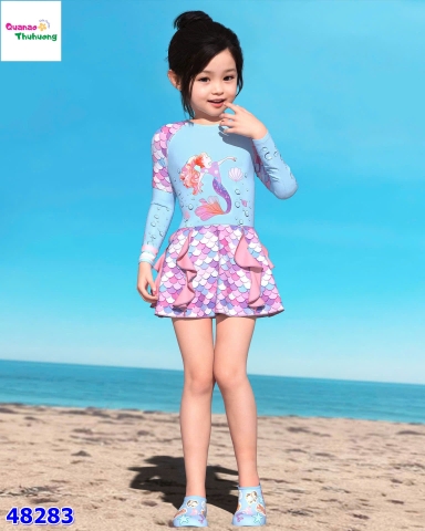 Váy bơi dài tay xanh tiên cá