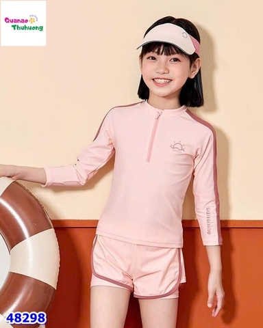 Đồ bơi Ylike hồng viền nâu