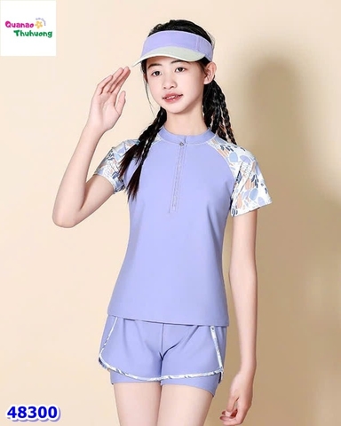 Đồ bơi Ylike tím tay hoa