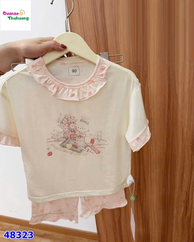 Bộ Tencel lửng hồng thỏ