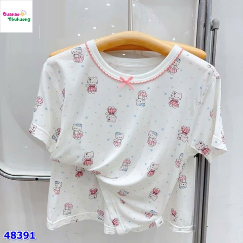 Bộ Tencel trắng Kitty