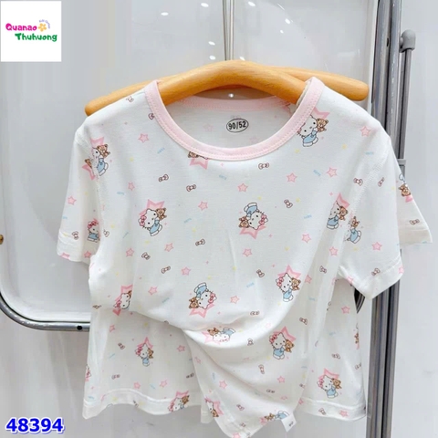 Bộ Tencel trắng Kitty ôm gấu