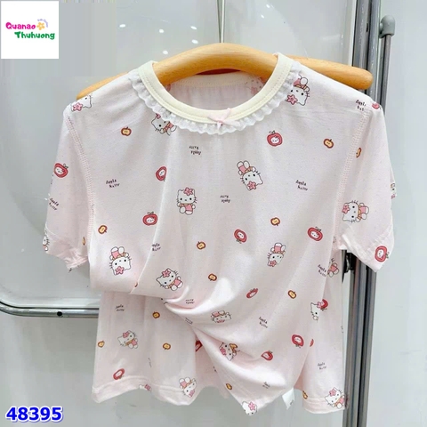 Bộ Tencel hồng Kitty táo