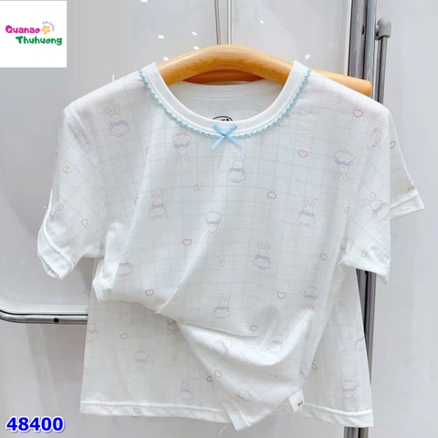 Bộ Tencel caro xanh in thỏ