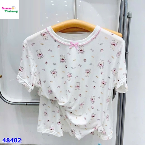 Bộ Tencel thỏ nơ hồng
