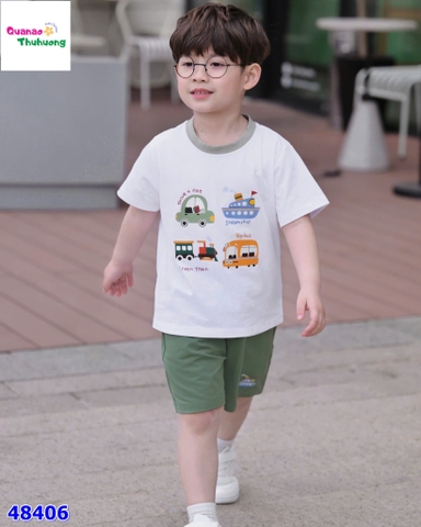 Bộ Bernie kem oto, quần short xanh