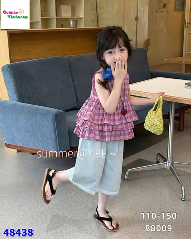 Set áo caro hồng, quần jean