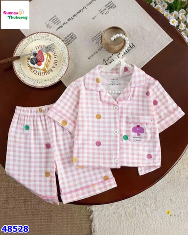Bộ Pyjama đùi caro hồng voi