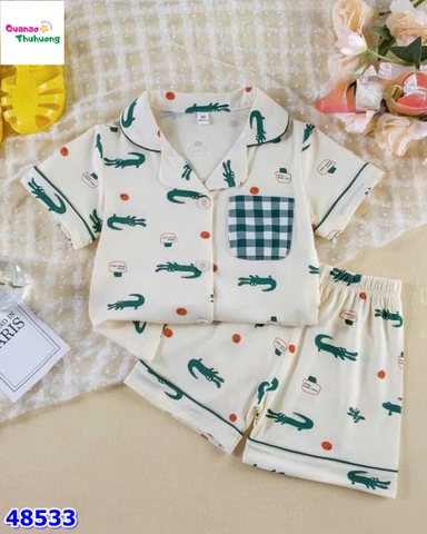 Bộ Pyjama đùi kem cá sấu