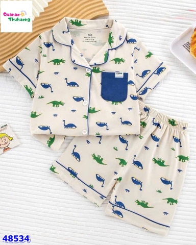 Bộ Pyjama đùi kem khủng long