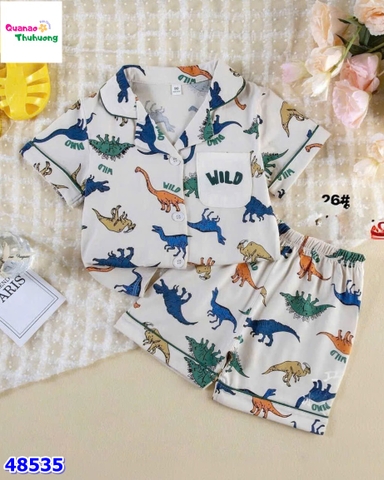 Bộ Pyjama đùi kem khủng long nhiều màu
