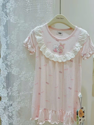 Đầm ngủ Tobela mèo hồng