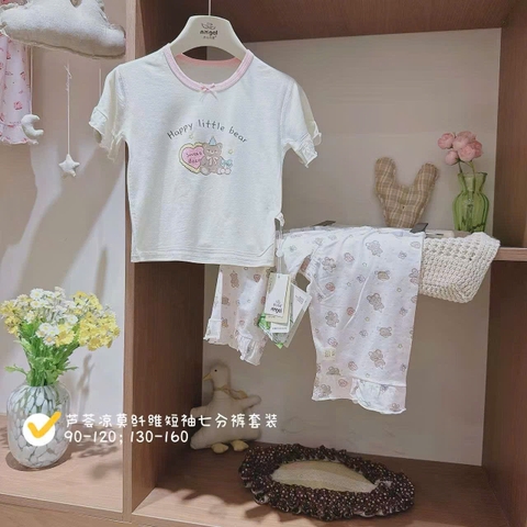 Bộ Tencel T lửng kem gấu nâu